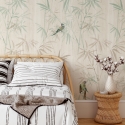Oriental Floral Wallpaper with Japanese Bamboo Forest Design On Sale