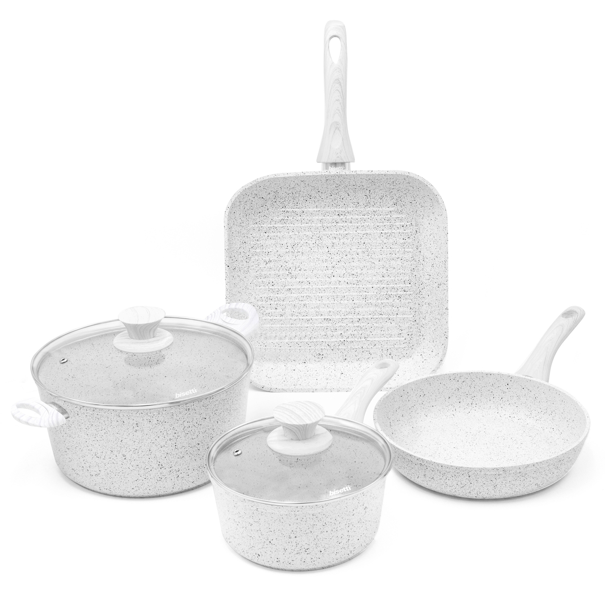 6-Piece Non-Stick Aluminum Cookware Set with Stonewhite Grill Pan