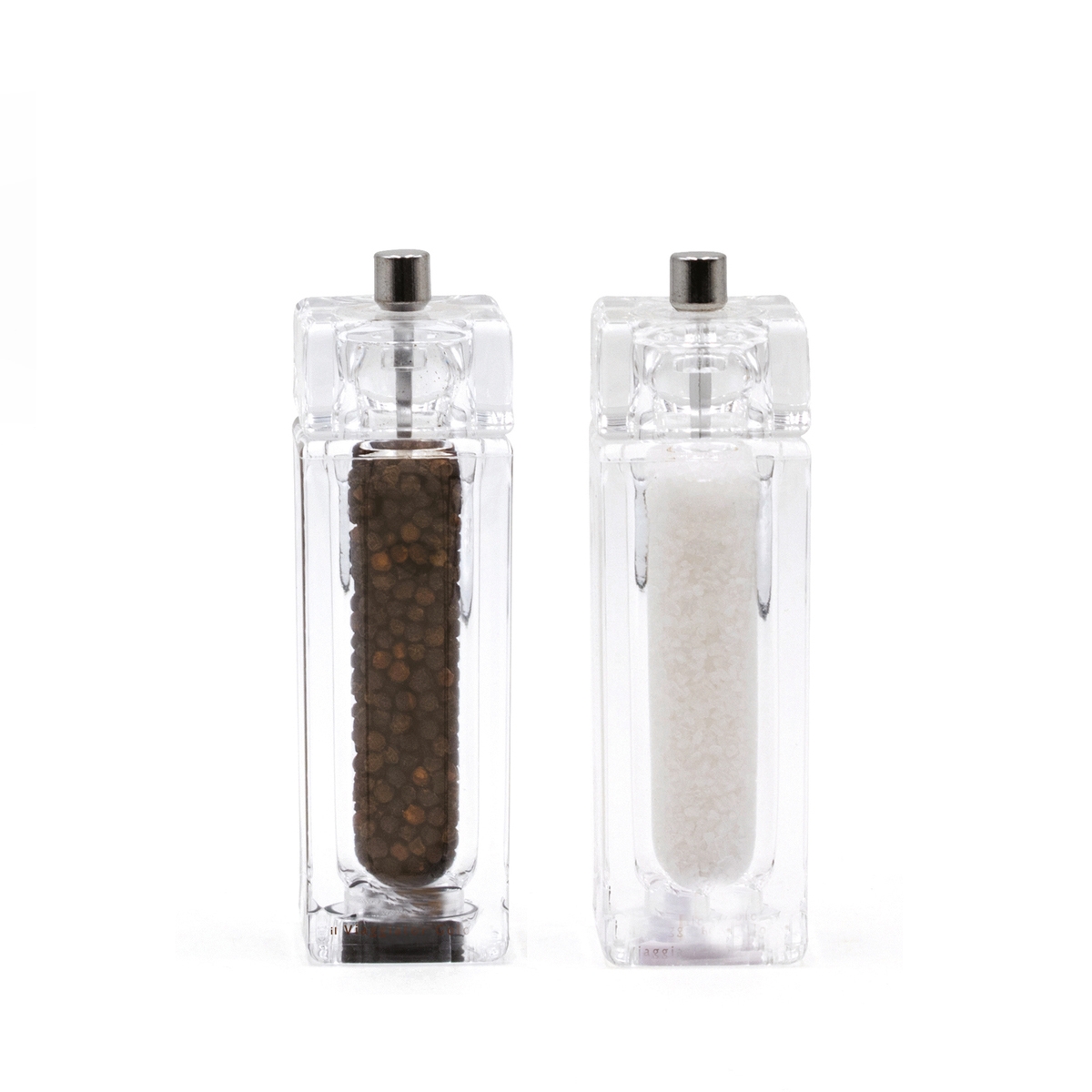 Bisetti Manual Salt and Pepper Grinder Set, Modern Transparent Design, 14.5cm Promotion