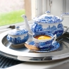 Decorated Terracotta Sugar Bowl with Lid, English Style, Blue Italian Offers