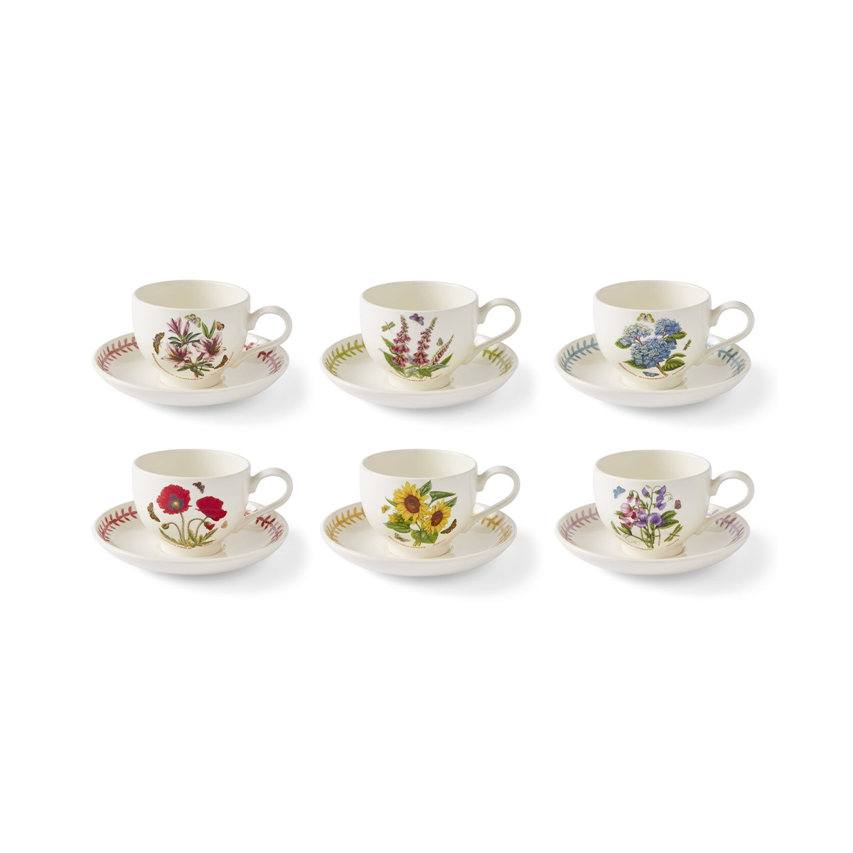 Set of 6 Porcelain Breakfast Mugs, Portmeirion Botanic Garden Meadow Promotion