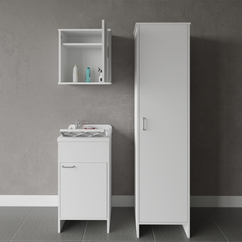 Laundry Room Furniture Set with Wall Cabinet and Tall Unit Negrari COMP 5 Promotion