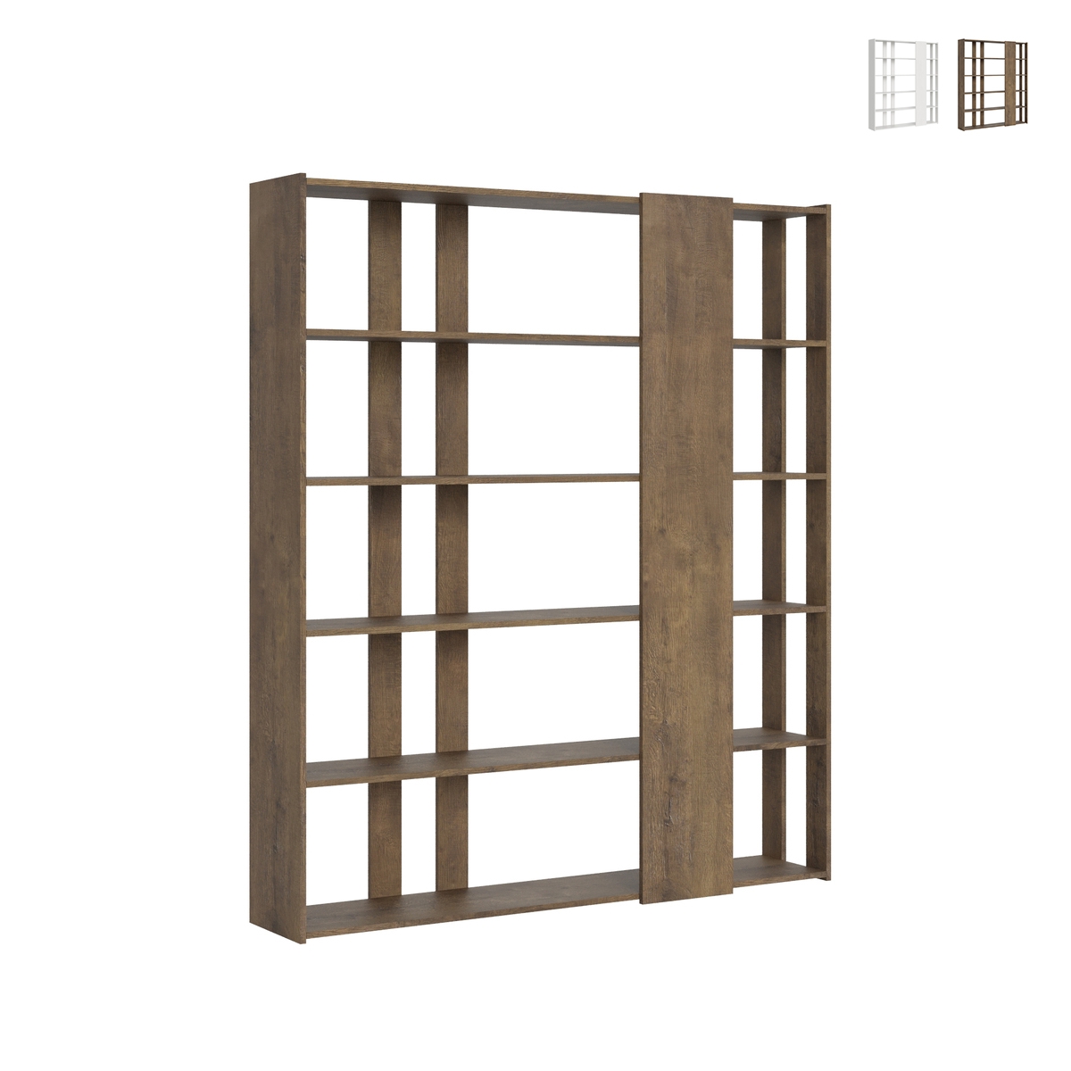Kato D 6-Shelf Double-Sided Design Bookcase for Office or Living Room, 78x36x204