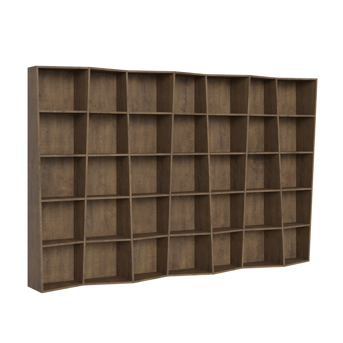 Modern Design Wall-Mounted Bookshelf for Living Room with Walnut Wood Compartments Trek 7 Promotion