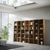 Modern Design Wall-Mounted Bookshelf for Living Room with Walnut Wood Compartments Trek 7 On Sale