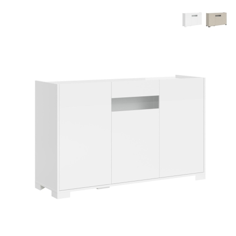 Modern Design Sideboard with 3 Doors and Smoked Glass 130x40x81 Riflesso Promotion