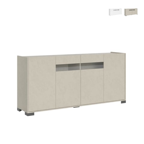 Modern Design Sideboard with 4 Doors and Smoked Glass, 172x40x81, Riflesso Promotion