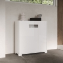Modern High Cabinet with 3 Doors, Space-Saving Design, Smoked Glass, 103x35x110 - Riflesso On Sale