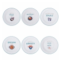 Set of 6 Flat Ceramic Plates with Assorted Designs Le Travisate Promotion