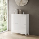Space-Saving Tall Sideboard, 4 Doors, Modern Minimalist Design, 90x35x110, Solaria On Sale
