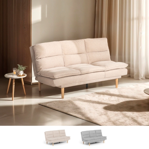 Sofa bed 2 seater in fabric with reclining backrest Livra Promotion