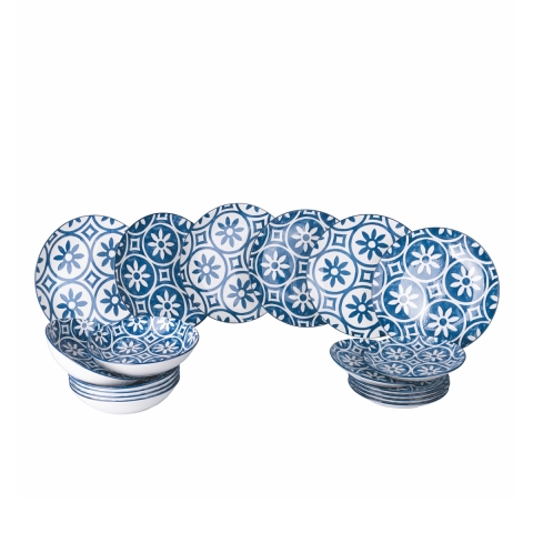 Table set 18 piece Mediterranean design in porcelain Paxos Promotion