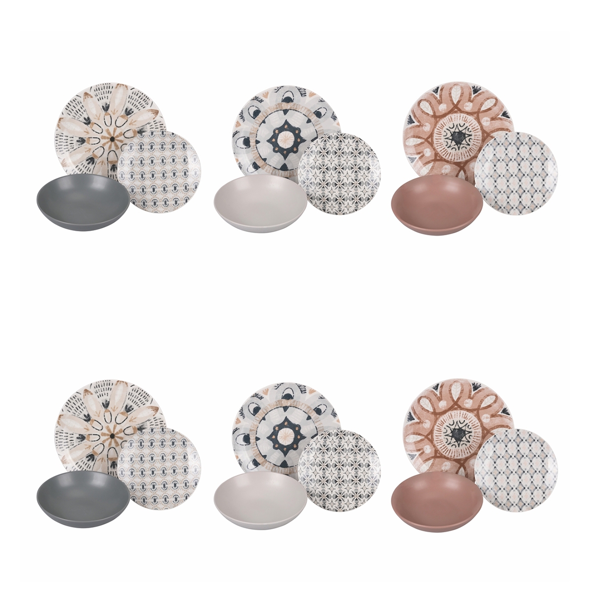 18-Piece Boho-Bohemian Porcelain Dinnerware Set Promotion