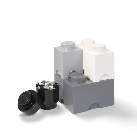 Set 4 black white light gray containers LEGO Storage Brick Multi Pack Promotion