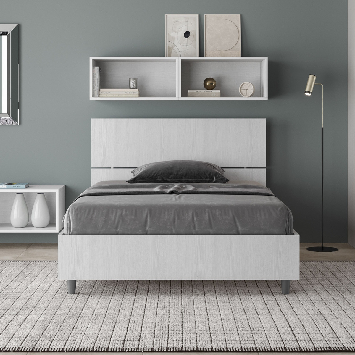 Queen Bed 120x200 with Storage and High Headboard Demas Promotion