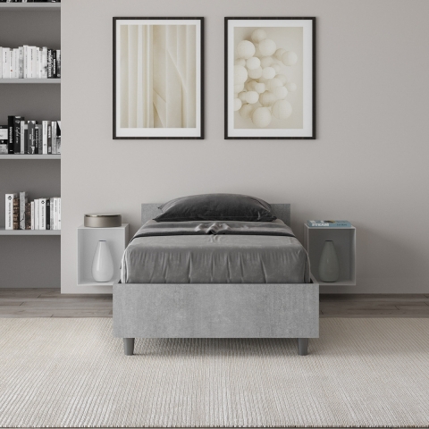 Modern single bed 80x190cm without slats cement gray Nuamo Promotion