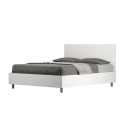 Demas French Double Bed 140x190 with Straight White Wood Headboard On Sale