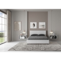 Demas French Double Bed 140x190 with Straight White Wood Headboard Sale