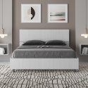 Demas French Double Bed 140x190 with Straight White Wood Headboard Promotion
