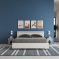 White Wooden Queen Bed 160x190cm with Slats and Ankel Headboard Promotion