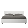 White Wooden Queen Bed 160x190cm with Slats and Ankel Headboard On Sale
