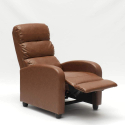 Reclining relax armchair with imitation leather footrest Alice 