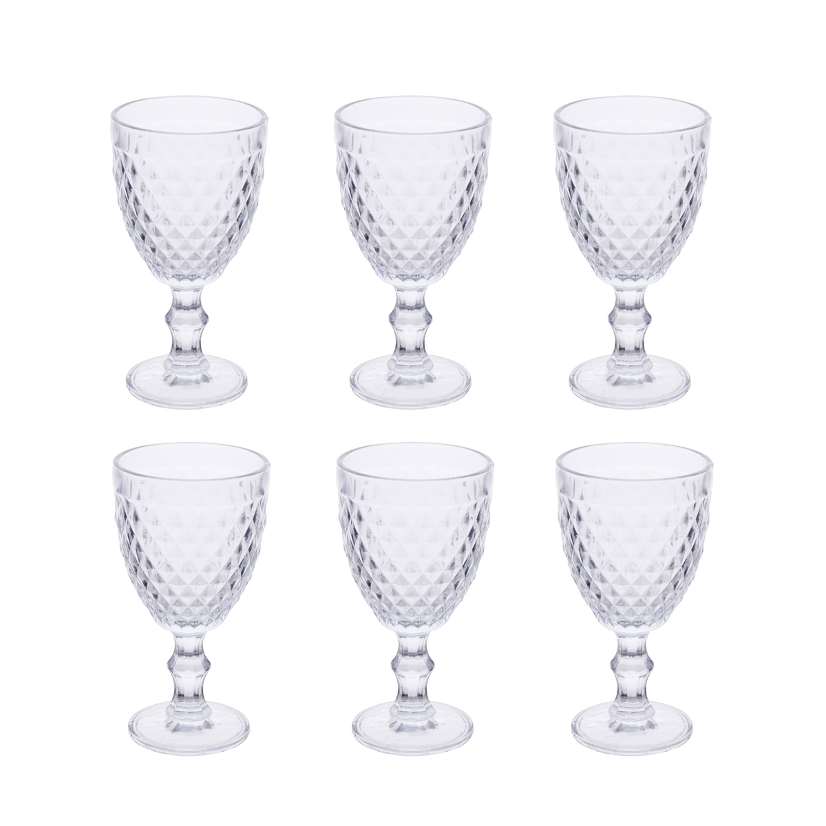 Set of 6 Clear Glass Goblets with Classic Design Madame Promotion