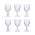 Set of 6 Clear Glass Goblets with Classic Design Madame Promotion