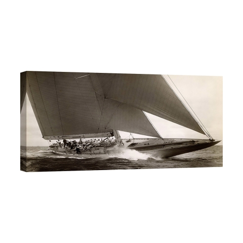 Vintage J Class Sailboat Print, 1934 by Edwin Levick Promotion