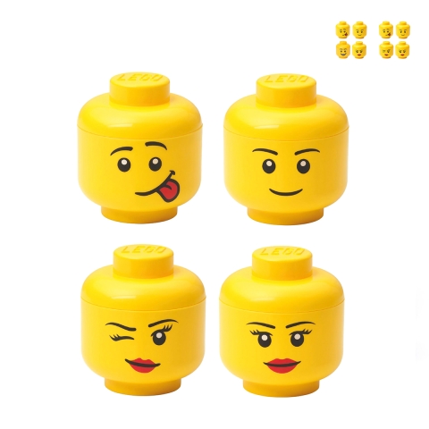 Stackable containers shaped like LEGO Storage Head Mini Set 4 Promotion