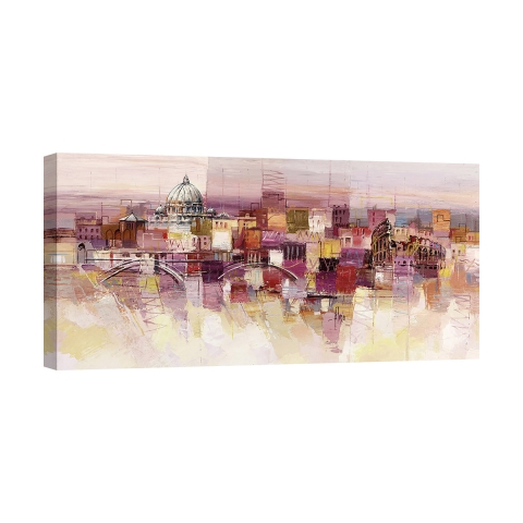Contemporary Abstract Canvas Art "Sognando Roma" by Luigi Florio Promotion