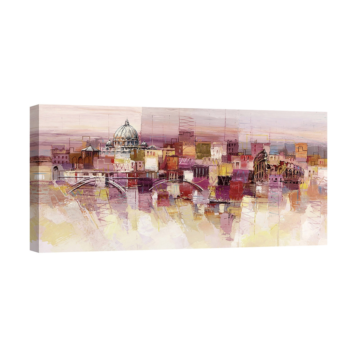 Contemporary Abstract Canvas Art "Sognando Roma" by Luigi Florio Promotion