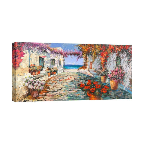Canvas Art Coastal Village Mediterranean Piazzetta by Luigi Florio Promotion