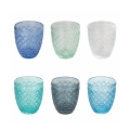 Set of 6 Castle Ocean Blue Transparent Glass Table Tumblers Promotion