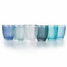 Set of 6 Castle Ocean Blue Transparent Glass Table Tumblers On Sale