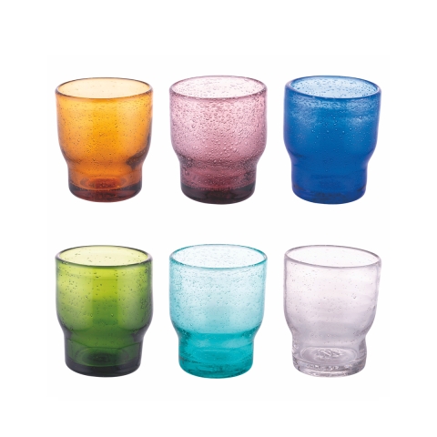 Set of 6 handcrafted multicolored glass water glasses Unico Daily Promotion