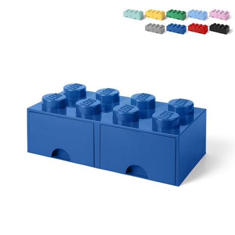 Brick-shaped container with 2 drawers LEGO Brick Drawer 8 bottoncini Promotion