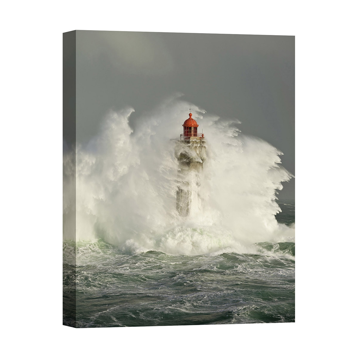 Canvas Print with Lighthouse Amid Waves La Jument by Jean Guichard Promotion