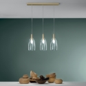 Gold Pendant Chandelier with Three Glass Shades - Brandy 3LS On Sale