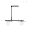 Chaplin LS Metal Pendant Light with Two Glass Shades Promotion