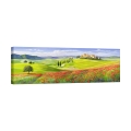 Hillside Landscape Painting "Verso il borgo" in Tuscany by Adriano Galasso Promotion