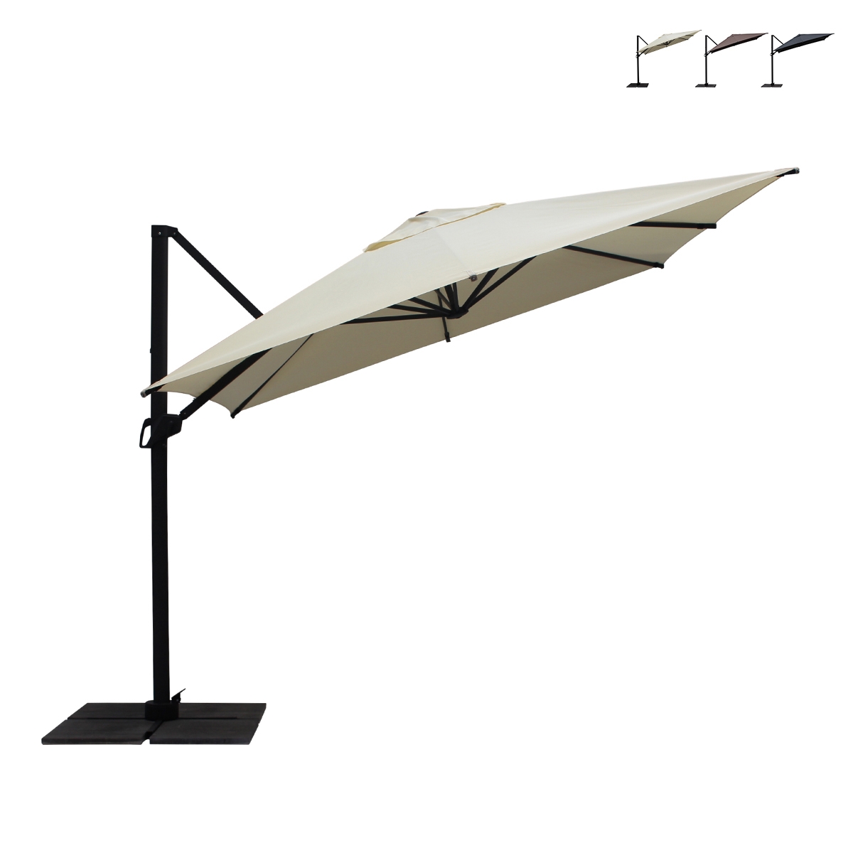 Antibes 3x3 Retractable Side Garden Umbrella in Aluminum