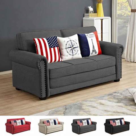 Modular Sofa Bed in Fabric with Cushions Sweet Dreams