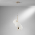 Ripple 3-Light Gold Metal Chandelier with White Glass for Living Room Promotion