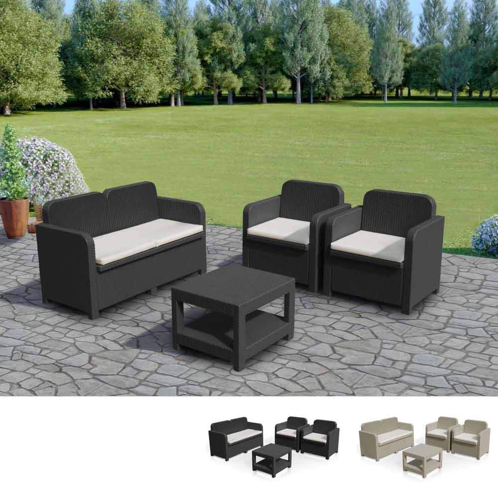 Sorrento Garden Lounge Set Outdoor Rattan With Table By Grand Soleil