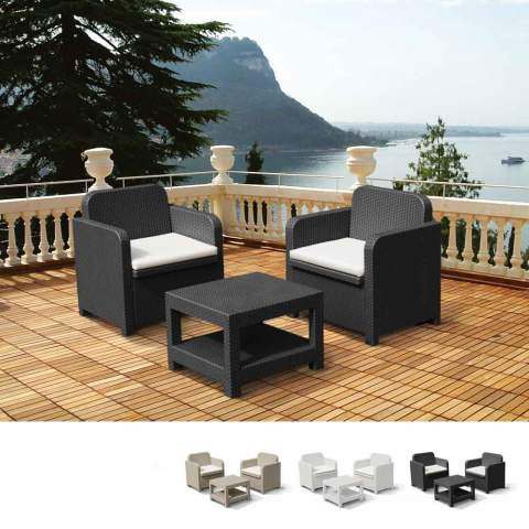 Giglio Garden Plastic Lounge Set 2 Armchairs and 1 Coffee Table
