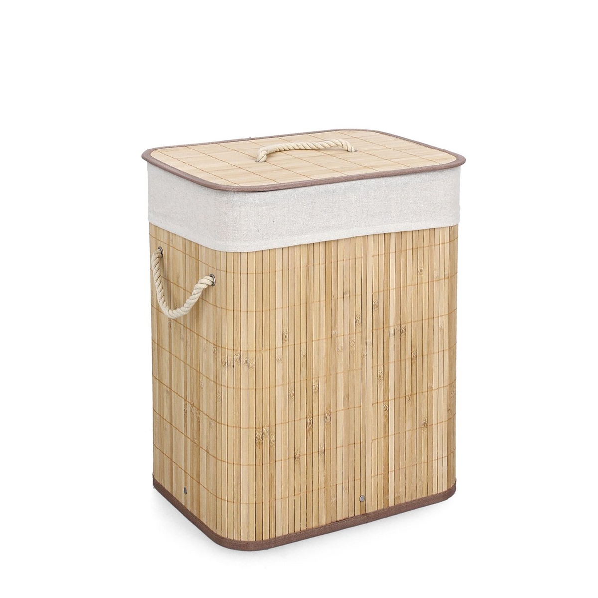Rectangular Bamboo Laundry Basket with Liner 40x30x50 Ananda