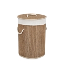 Zahara Round Bamboo Laundry Basket with Beige Liner 35x50 Promotion