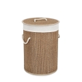 Zahara Round Bamboo Laundry Basket with Beige Liner 35x50 Promotion