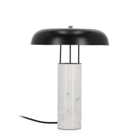 Modern Table Lamp with White Marble Base and Metal Shade Kaithal Promotion